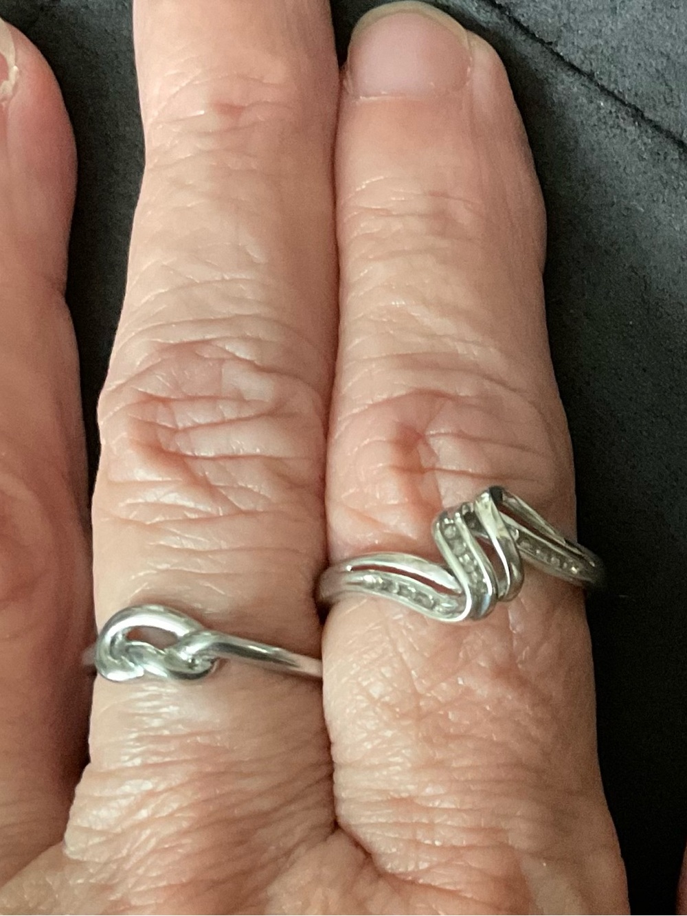 Sterling Silver 925 Diamond Accent Multi Row Wave Vintage